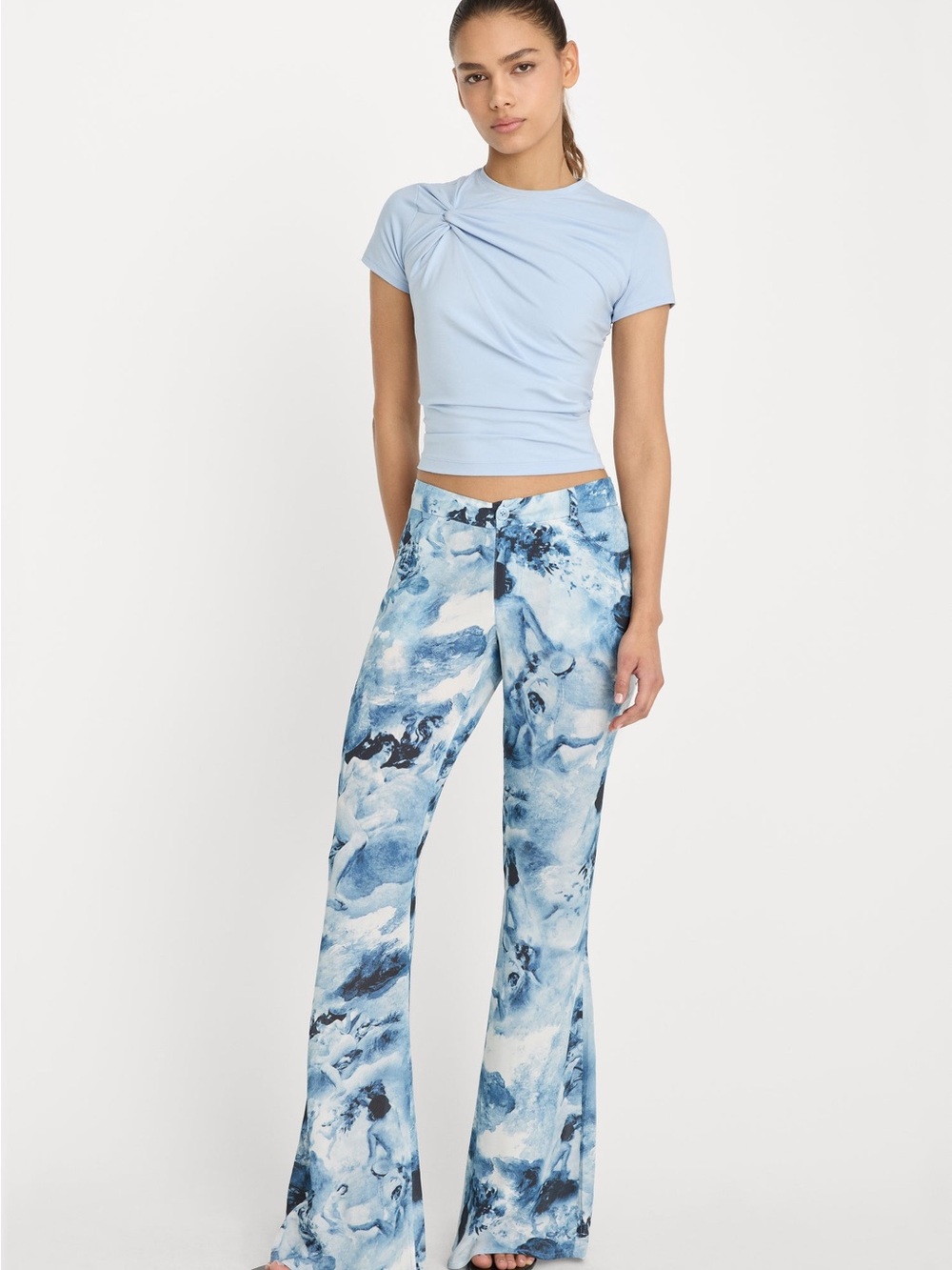 Good American V Waist Chiffon Flare Pants